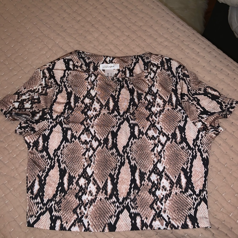 snakeskin slinky crop top